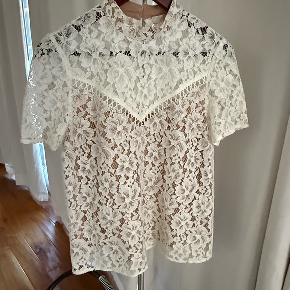 Wayf White Floral Lace Blouse - Picture 1 of 6